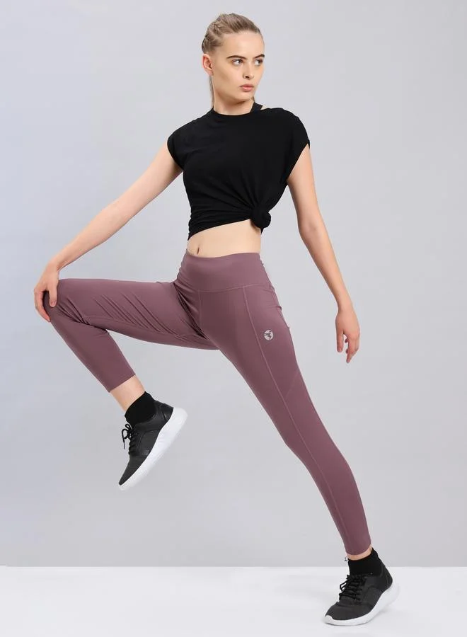 Technosport Women Solid Slim Fit Sports Tights with ELASTO LITE